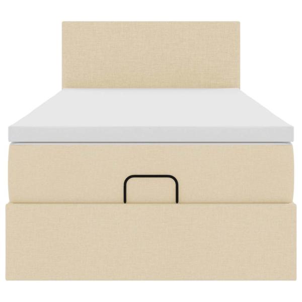 Ottoman-Bett mit Matratze Creme 90x190 cm Stoff
