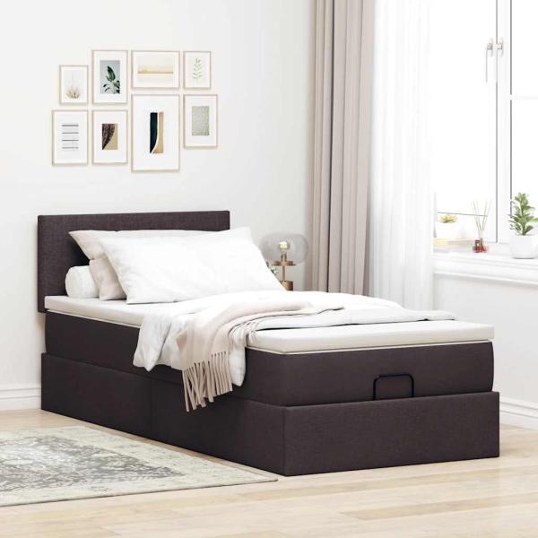 Ottoman-Bett mit Matratze Dunkelbraun 90x190 cm Stoff