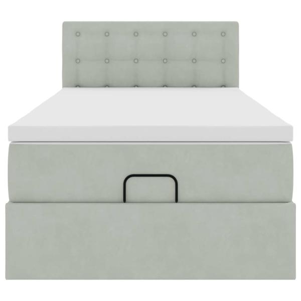 Ottoman-Bett mit Matratze Hellgrau 90x200 cm Samt