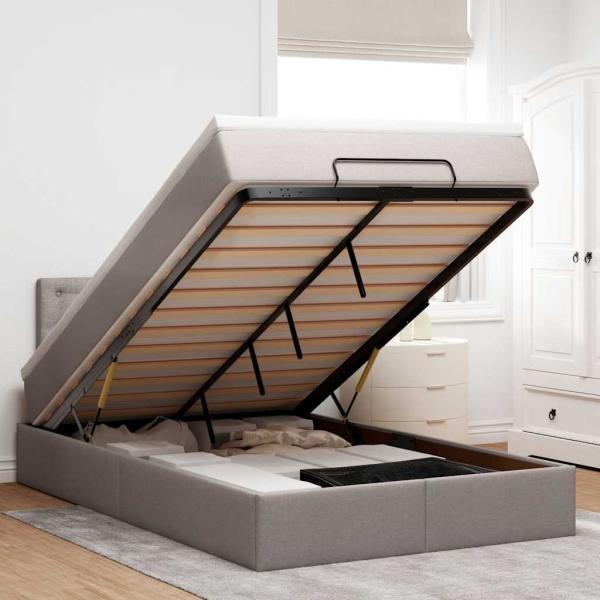 ARDEBO.de - Ottoman-Bett mit Matratze Taupe 120x200 cm Stoff