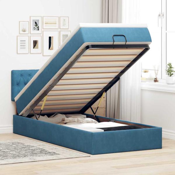 ARDEBO.de - Ottoman-Bett mit Matratze Dunkelblau 80x200 cm Samt