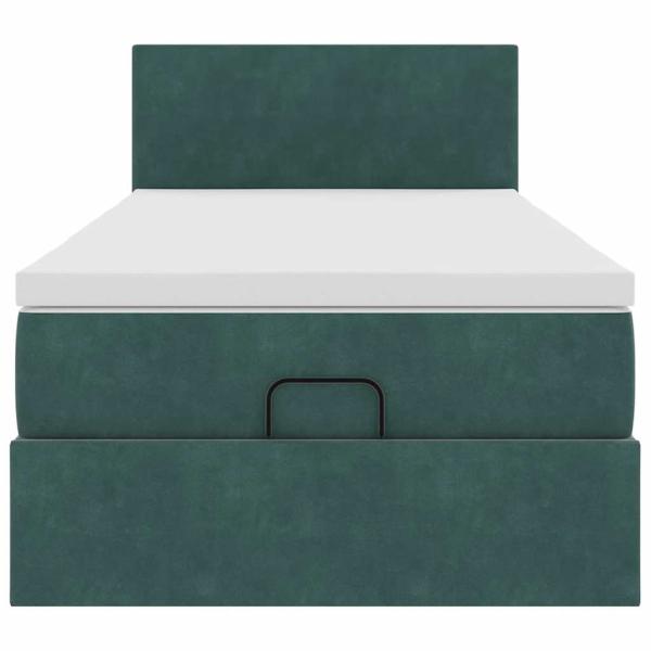 Ottoman-Bett mit Matratze Dunkelgrün 90x200 cm Samt