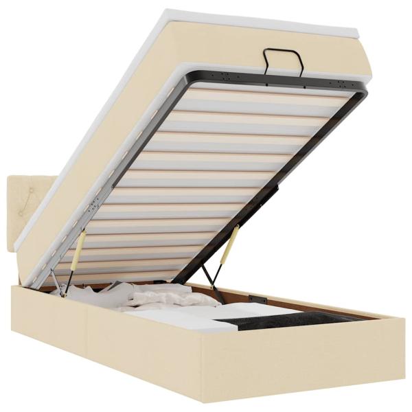 Ottoman-Bett mit Matratze Creme 90x200 cm Stoff