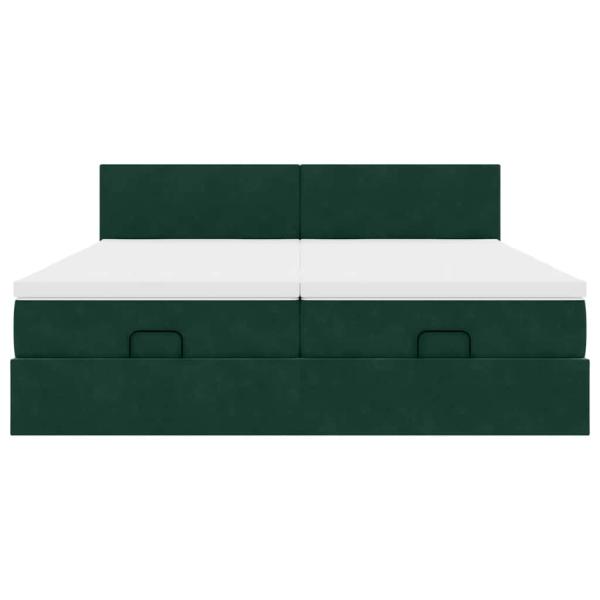Ottoman-Bett mit Matratzen Dunkelgrün 200x200 cm Samt