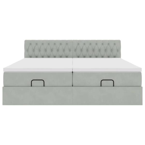 Ottoman-Bett mit Matratzen Hellgrau 160x200 cm Samt