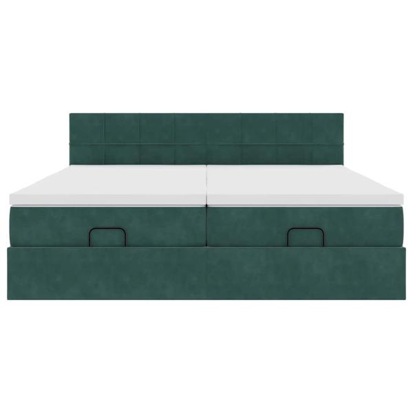 Ottoman-Bett mit Matratzen Dunkelgrün 160x200 cm Samt