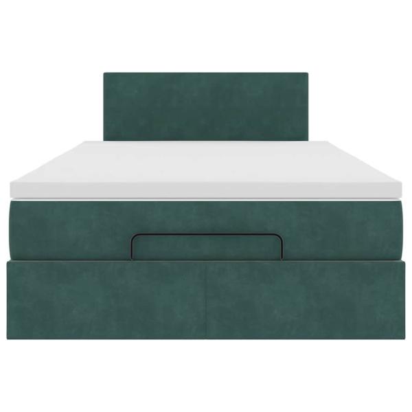 Ottoman-Bett mit Matratze Dunkelgrün 120x190 cm Samt
