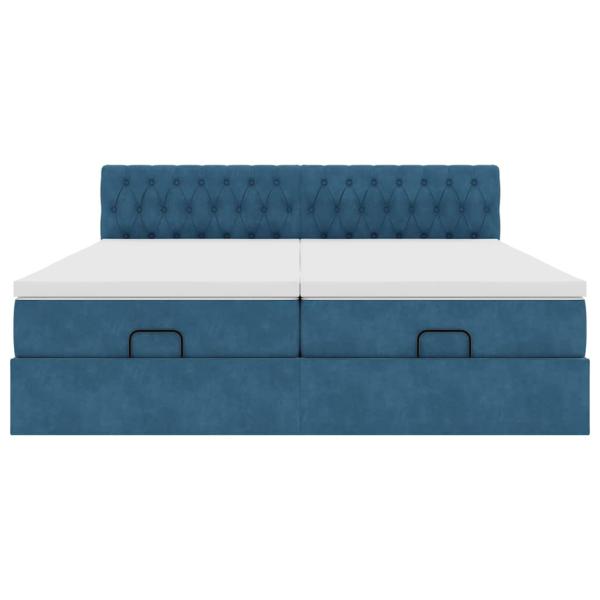 Ottoman-Bett mit Matratzen Dunkelblau 160x200 cm Samt