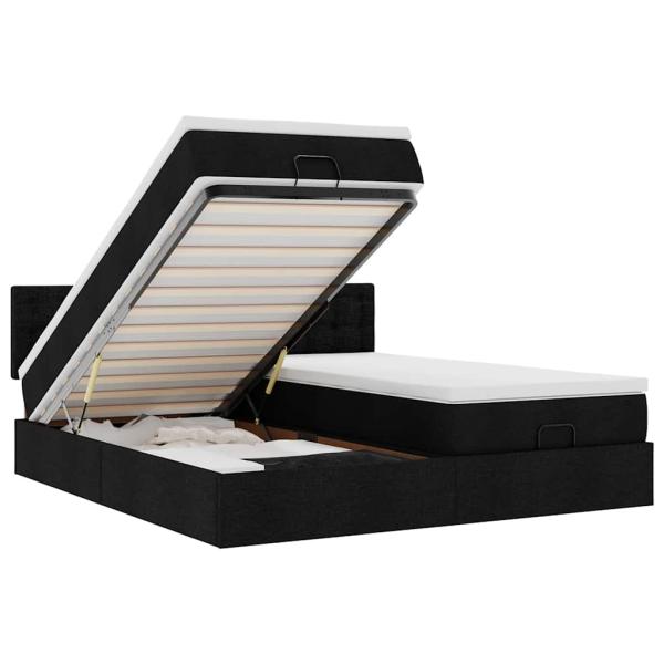 Ottoman-Bett mit Matratzen Schwarz 160x200 cm Stoff