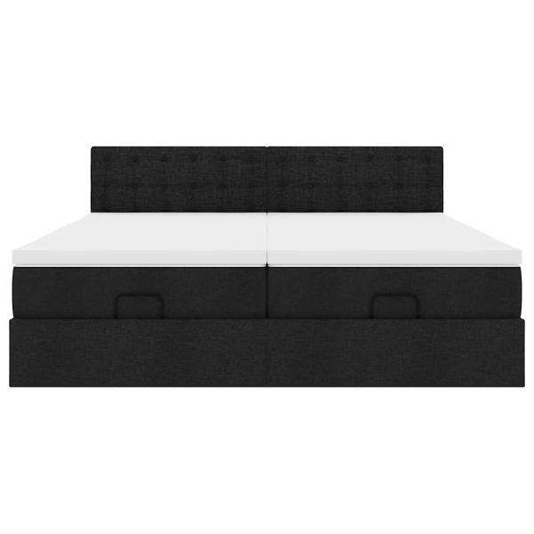 Ottoman-Bett mit Matratzen Schwarz 180x200 cm Stoff