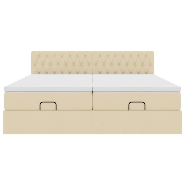 Ottoman-Bett mit Matratzen Creme 200x200 cm Stoff