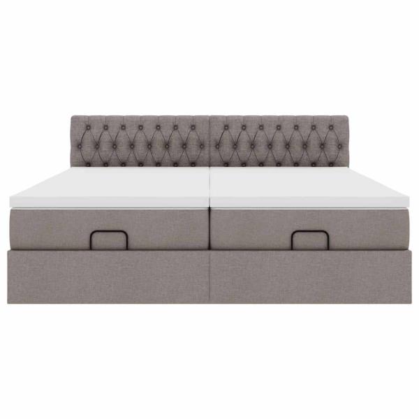 Ottoman-Bett mit Matratzen Taupe 180x200 cm Stoff