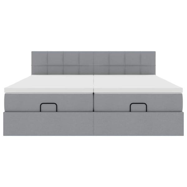 Ottoman-Bett mit Matratzen Hellgrau 180x200 cm Stoff
