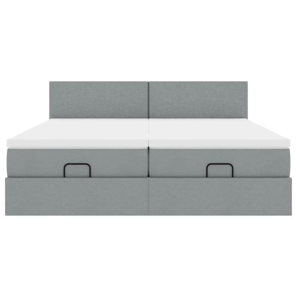 Ottoman-Bett mit Matratzen Hellgrau 200x200 cm Stoff