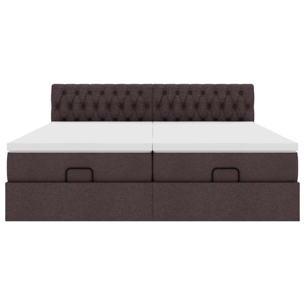 Ottoman-Bett mit Matratzen Dunkelbraun 200x200 cm Stoff