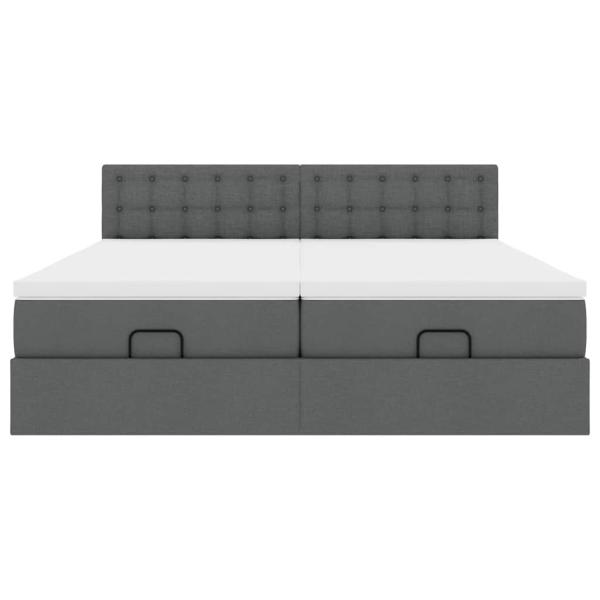 Ottoman-Bett mit Matratzen Dunkelgrau 200x200 cm Stoff