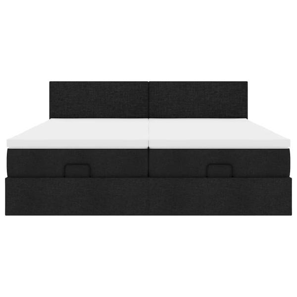 Ottoman-Bett mit Matratzen Schwarz 180x200 cm Stoff