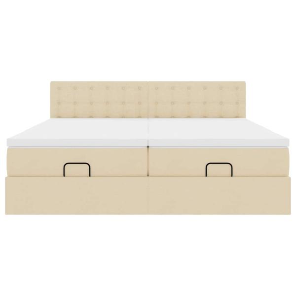 Ottoman-Bett mit Matratzen Creme 180x200 cm Stoff
