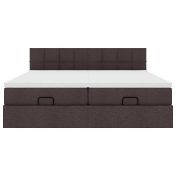 Ottoman-Bett mit Matratzen Dunkelbraun 180x200 cm Stoff
