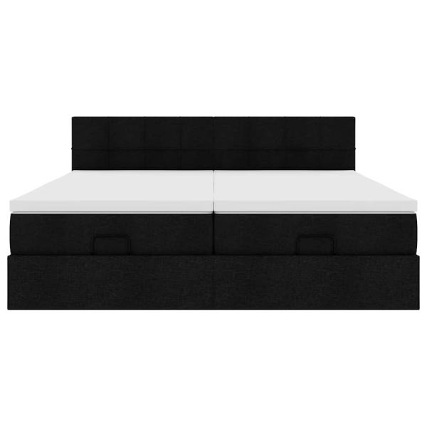 Ottoman-Bett mit Matratzen Schwarz 160x200 cm Stoff