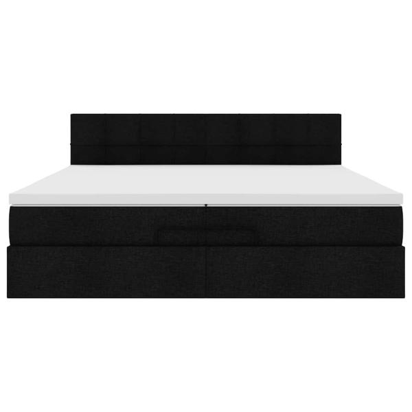 Ottoman-Bett mit Matratzen Schwarz 200x200 cm Stoff