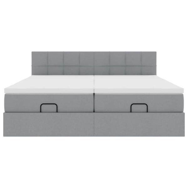 Ottoman-Bett mit Matratzen Hellgrau 200x200 cm Stoff