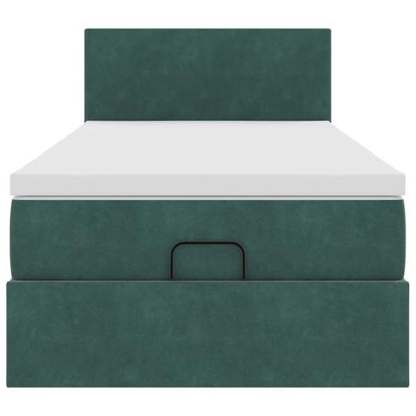 Ottoman-Bett mit Matratze Dunkelgrün 80x200 cm Samt