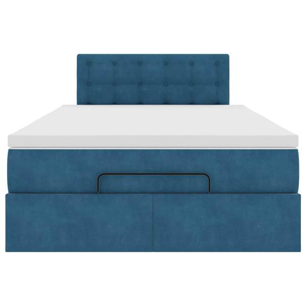 Ottoman-Bett mit Matratze Dunkelblau 120x190 cm Samt