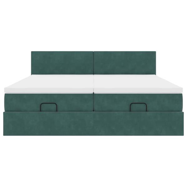Ottoman-Bett mit Matratzen Dunkelgrün 180x200 cm Samt