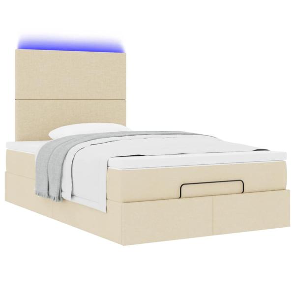 ARDEBO.de - Ottoman-Bett mit Matratze Creme 120x200 cm Stoff