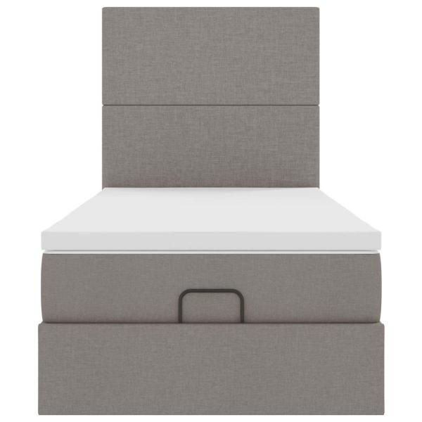 Ottoman-Bett mit Matratze Taupe 100x200 cm Stoff