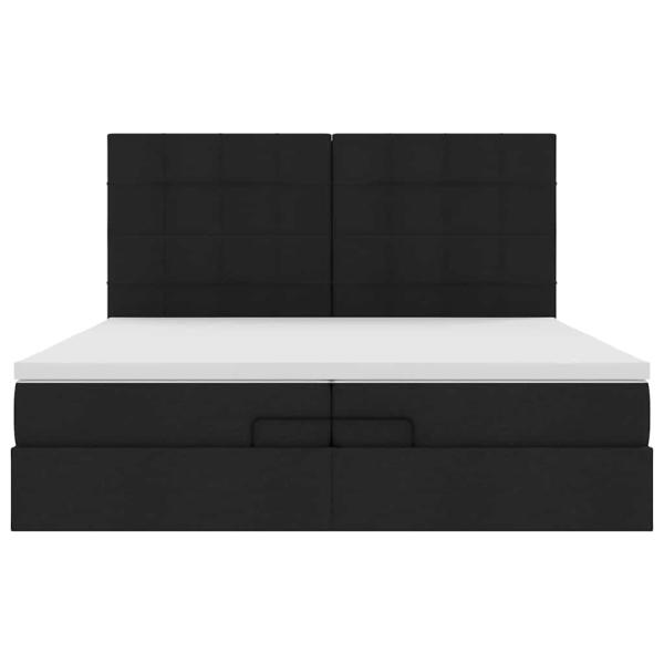 Ottoman-Bett mit Matratzen Schwarz 200x200 cm Stoff