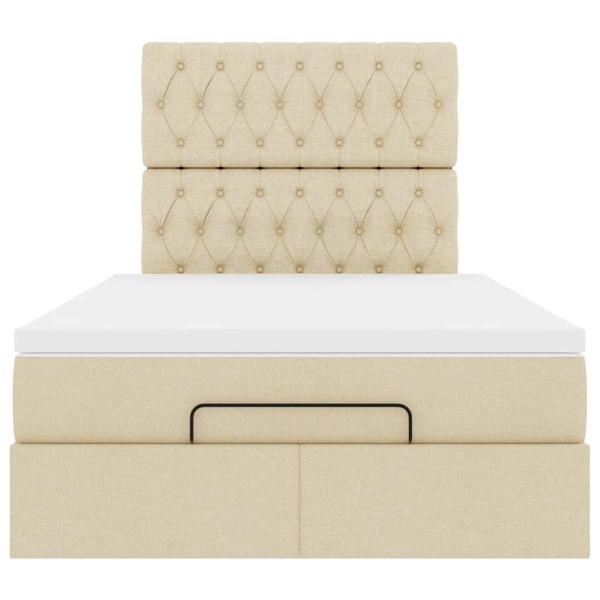 Ottoman-Bett mit Matratze Creme 120x200 cm Stoff