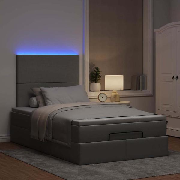 ARDEBO.de - Ottoman-Bett mit Matratze Hellgrau 120x200 cm Stoff