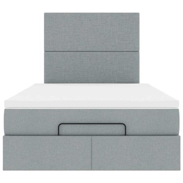 Ottoman-Bett mit Matratze & LEDs Hellgrau 120x200 cm Stoff