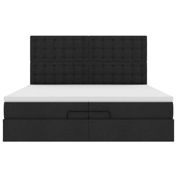 Ottoman-Bett mit Matratzen Schwarz 200x200 cm Stoff