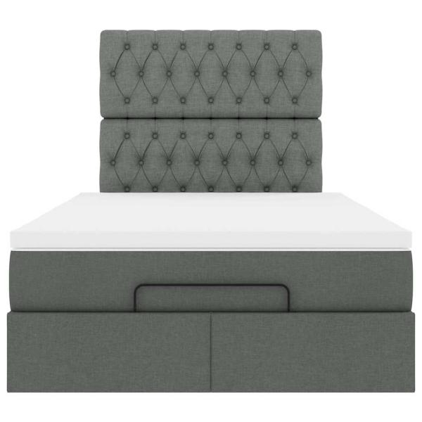 Ottoman-Bett mit Matratze Dunkelgrau 120x190 cm Stoff