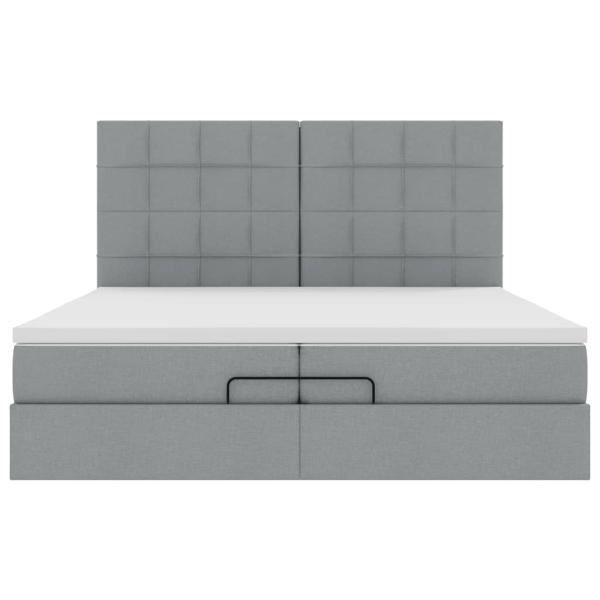 Ottoman-Bett mit Matratzen Hellgrau 200x200 cm Stoff