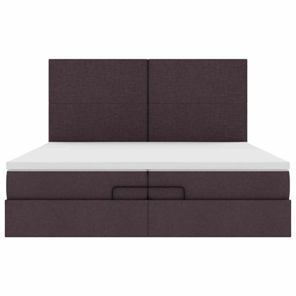 Ottoman-Bett mit Matratzen Dunkelbraun 200x200 cm Stoff