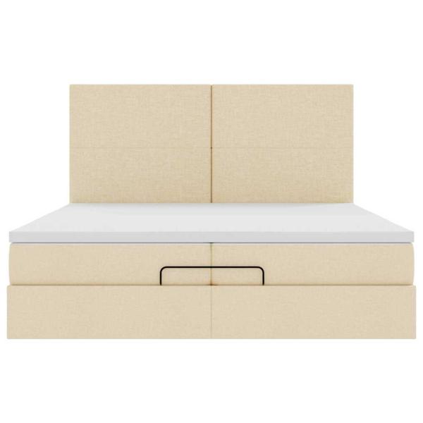 Ottoman-Bett mit Matratzen Creme 200x200 cm Stoff