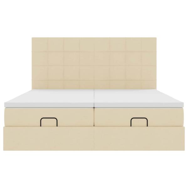 ARDEBO.de - Ottoman-Bett mit Matratzen Creme 200x200 cm Stoff