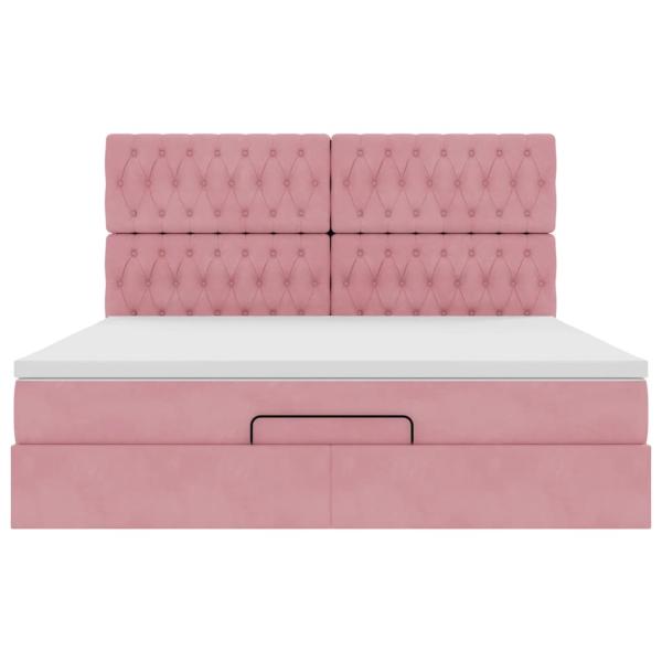 Ottoman-Bett mit Matratzen Rosa 180x200 cm Samt
