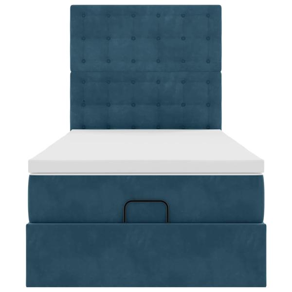 Ottoman-Bett mit Matratzen Dunkelblau 90x200 cm Samt