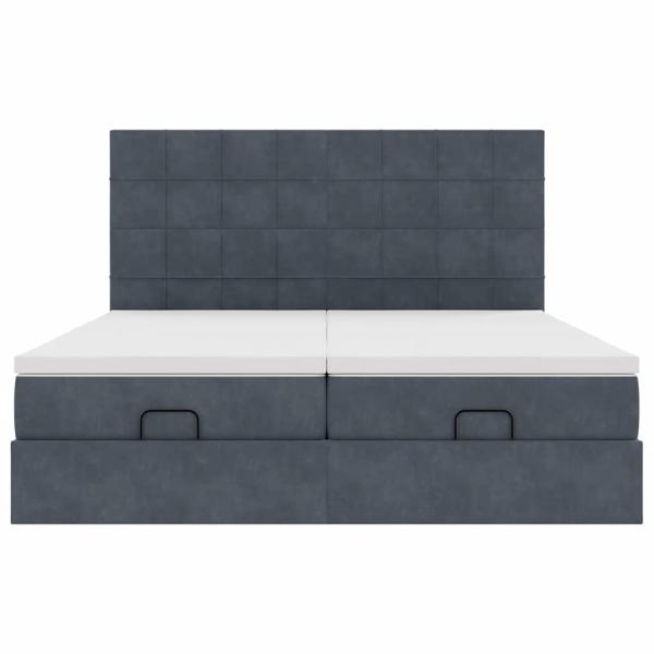 Ottoman-Bett mit Matratzen Dunkelgrau 180x200 cm Samt