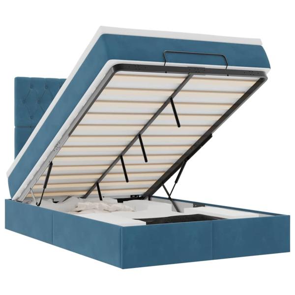 Ottoman-Bett mit Matratzen Dunkelblau 120x200 cm Samt