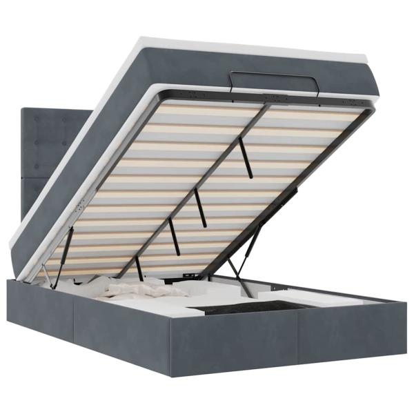 Ottoman-Bett mit Matratzen Dunkelgrau 120x200 cm Samt