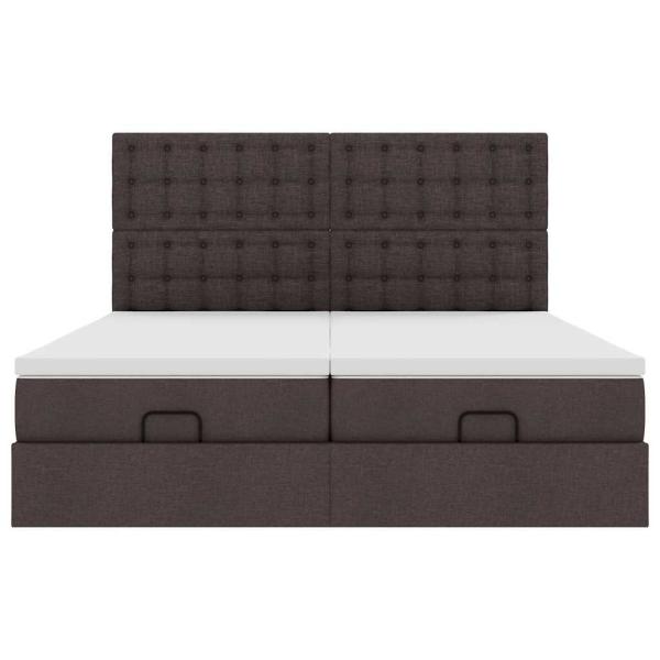 Ottoman-Bett mit Matratzen Dunkelbraun 200x200 cm Stoff