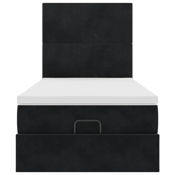 Ottoman-Bett mit Matratzen Schwarz 100x200 cm Samt