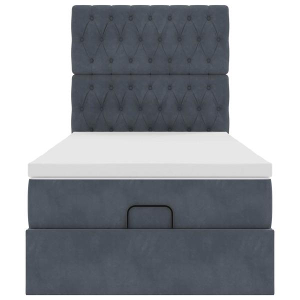 Ottoman-Bett mit Matratzen Dunkelgrau 90x190 cm Samt
