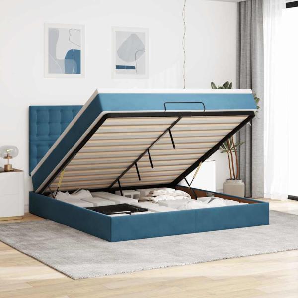 ARDEBO.de - Ottoman-Bett mit Matratzen Dunkelblau 180x200 cm Samt